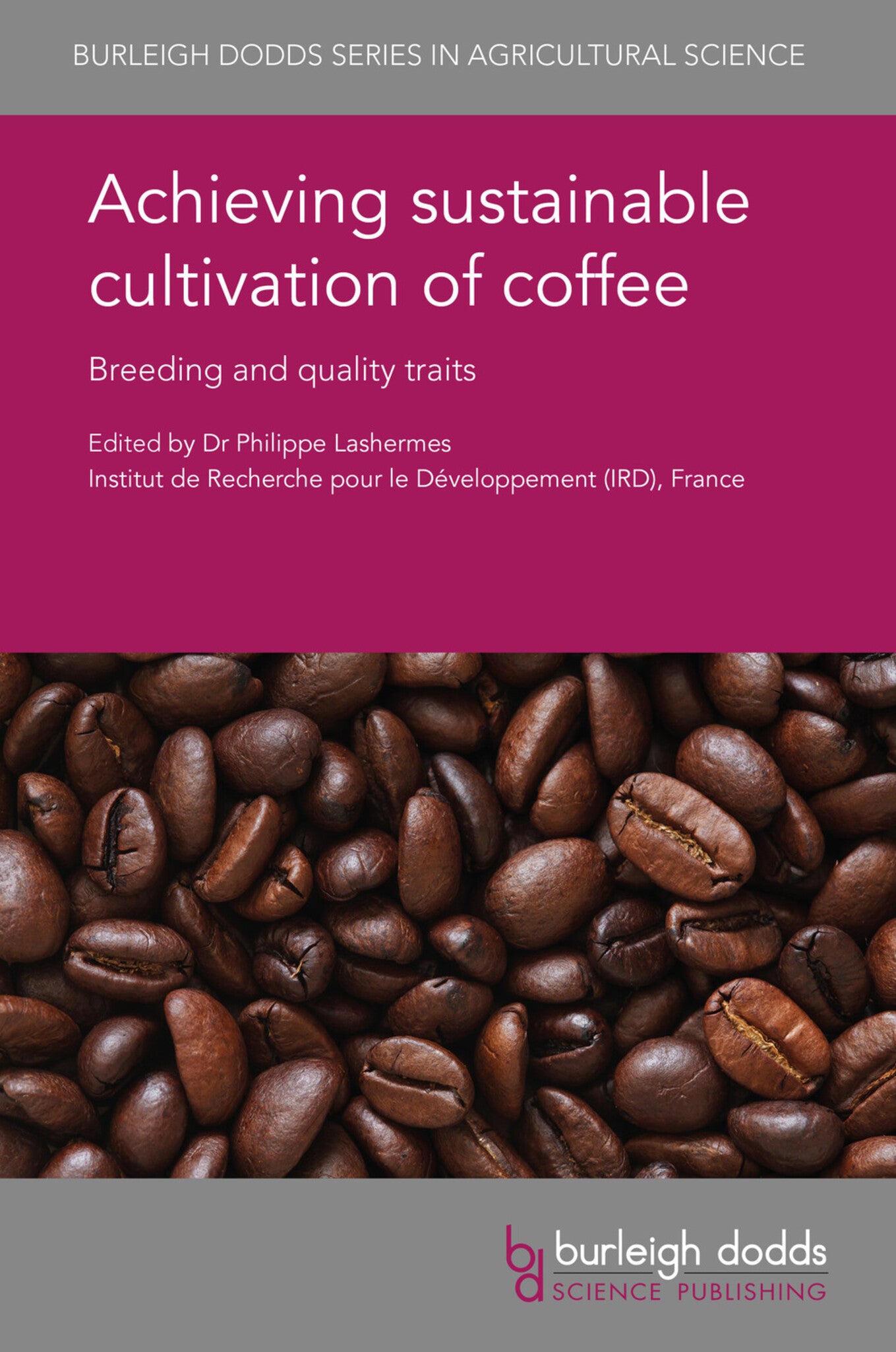 Book cover of 'Achieving sustainable cultivation of coffee' with coffee beans and publisher logo.